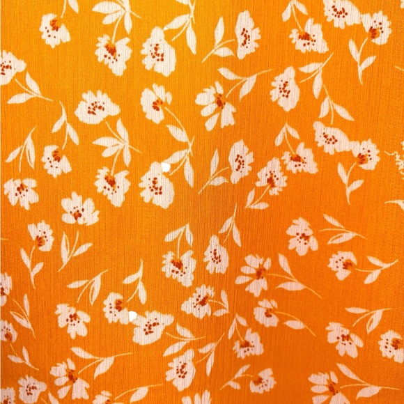 New J.Crew Factory Women's Ruffle Tie-Neck Top  Orange & White Floral - Medium - Picture 5 of 10